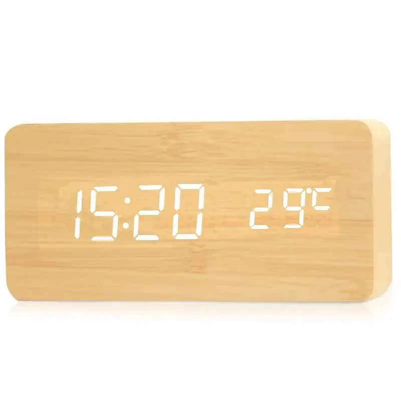 SUENTA Digitaler Holzwecker Mit LED Anzeige Modernes Design Bambus