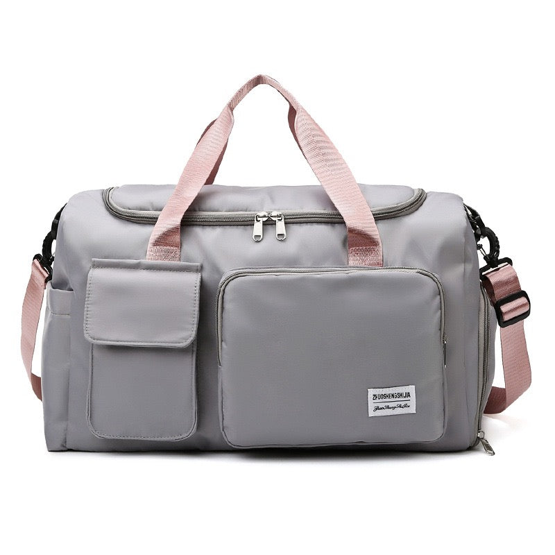 SUENTA Mehrfach Reisetasche Mit Schuhfach Und Sportgymnastik Duffle Grau Rosa