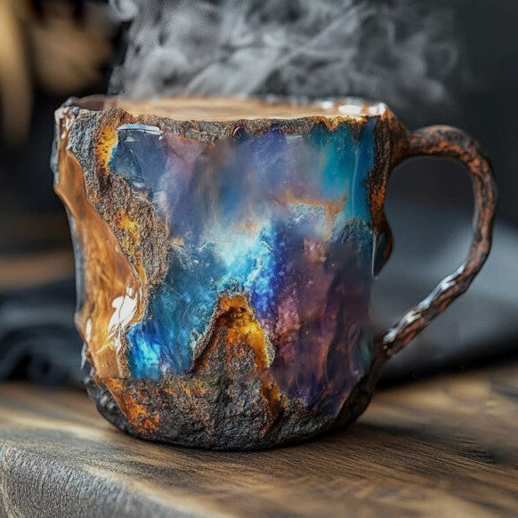 SUENTA Elegante Kaffeetassen Aus Mineralglas Mit Kristall Design Blaues Erz