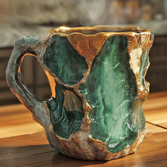 SUENTA Elegante Kaffeetassen Aus Mineralglas Mit Kristall Design Grünes Erz