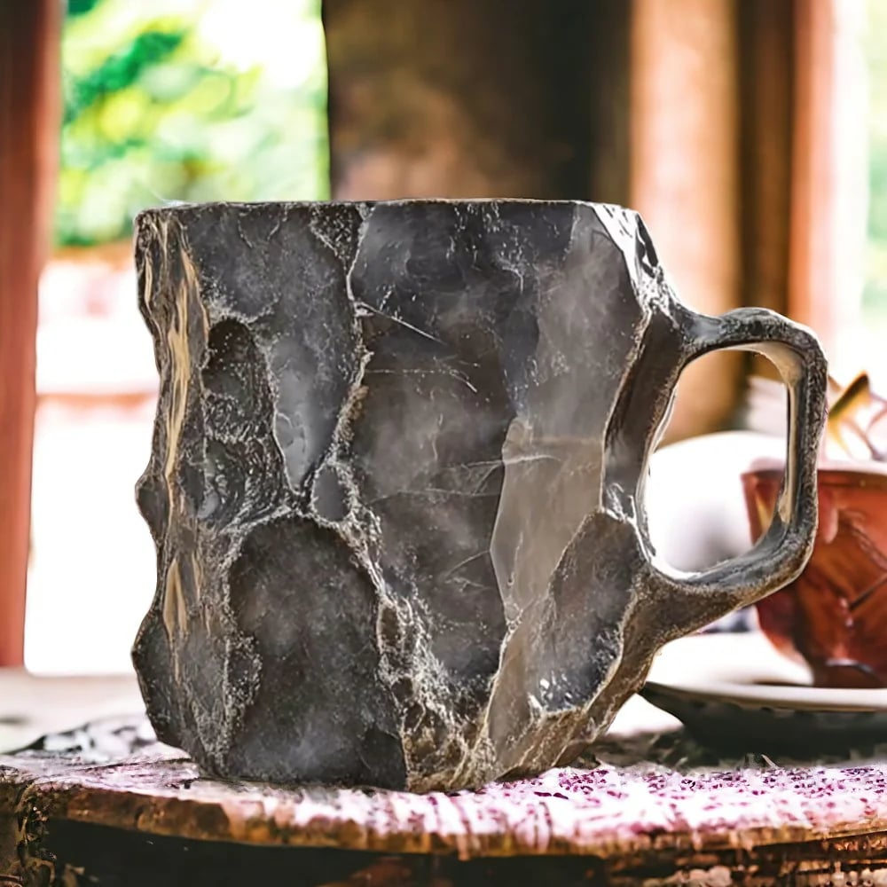 SUENTA Elegante Kaffeetassen Aus Mineralglas Mit Kristall Design Obsidian