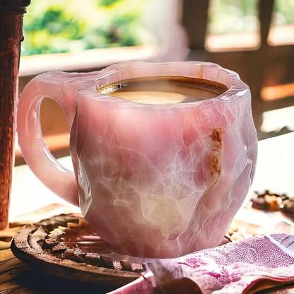 SUENTA Elegante Kaffeetassen Aus Mineralglas Mit Kristall Design Rosenquarz
