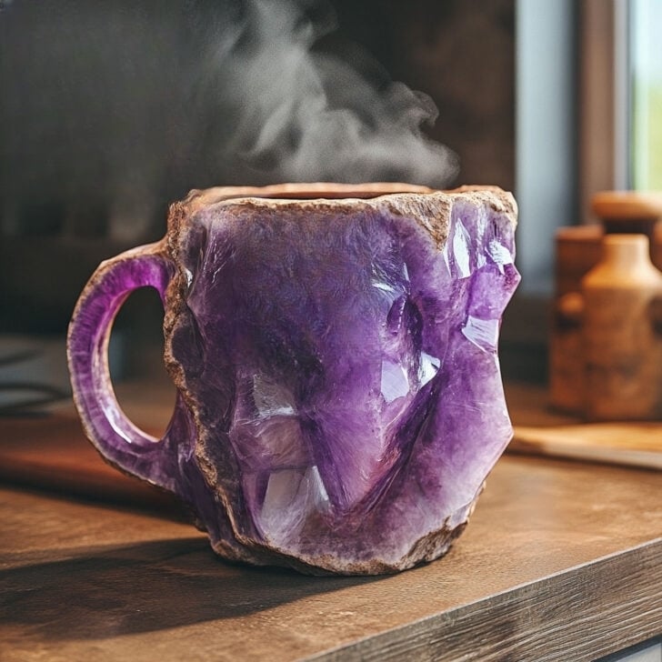 SUENTA Elegante Kaffeetassen Aus Mineralglas Mit Kristall Design Amethyst