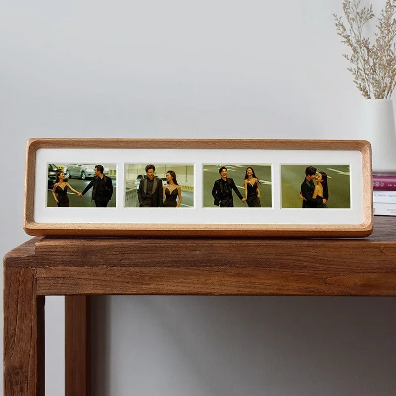 SUENTA Eleganter Holz Bilderrahmen Für Triptychon Und Vier Fotos Buchenholz-4 40x10cm-5