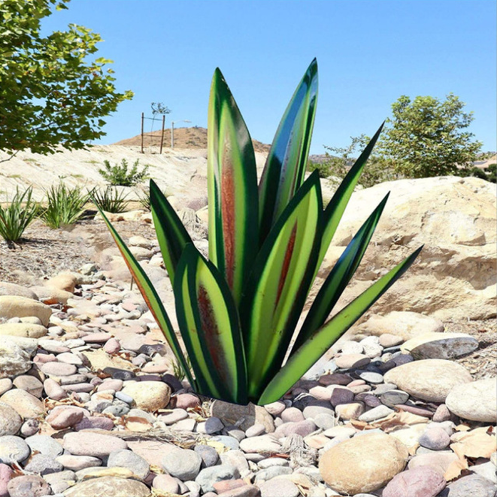 SUENTA Handgefertigte Agave Dekopflanze Naturlook Ohne Sockel Grün