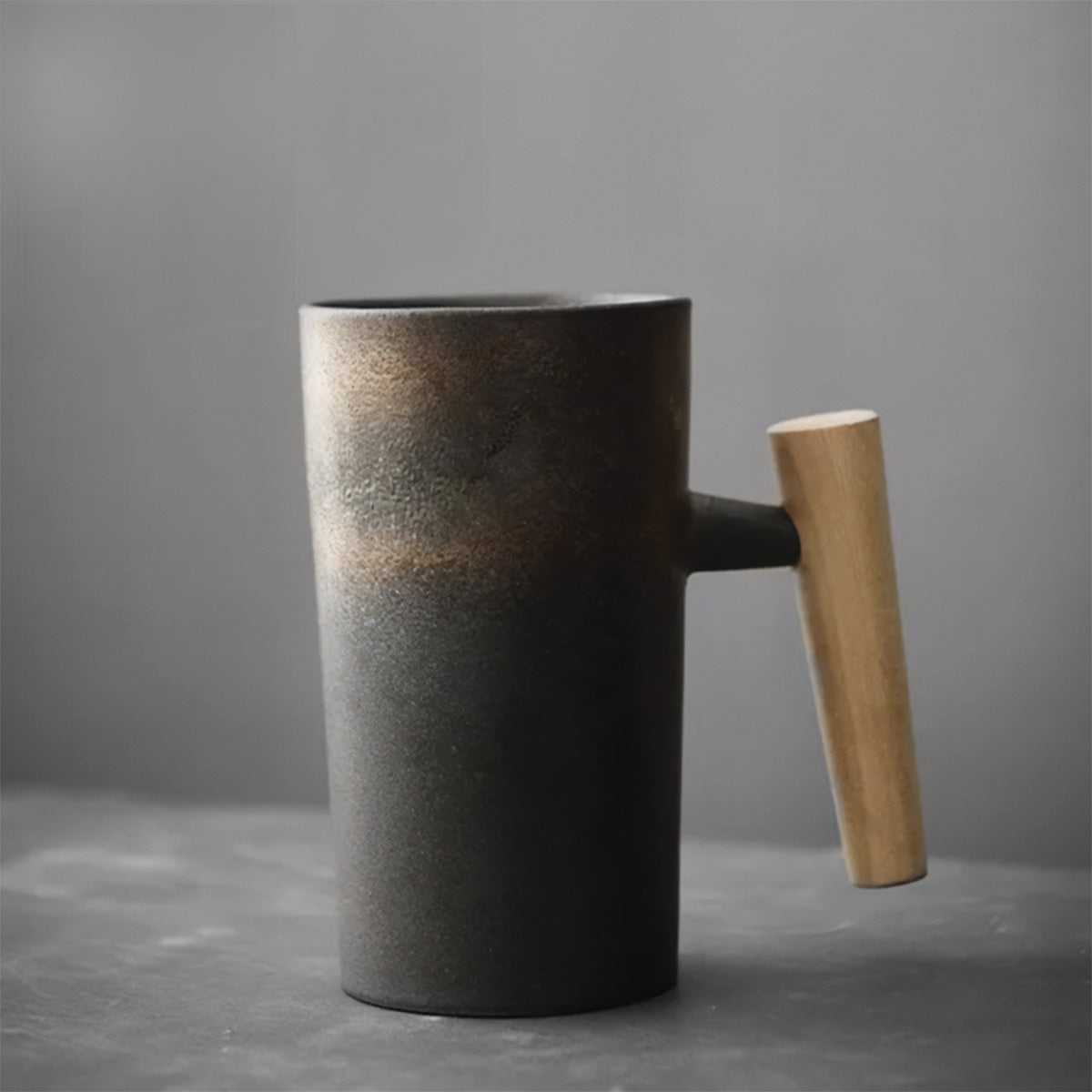 SUENTA Handgefertigte Steingut Tasse für Kaffee und Tee – 300 ml, 4 Designs Braun