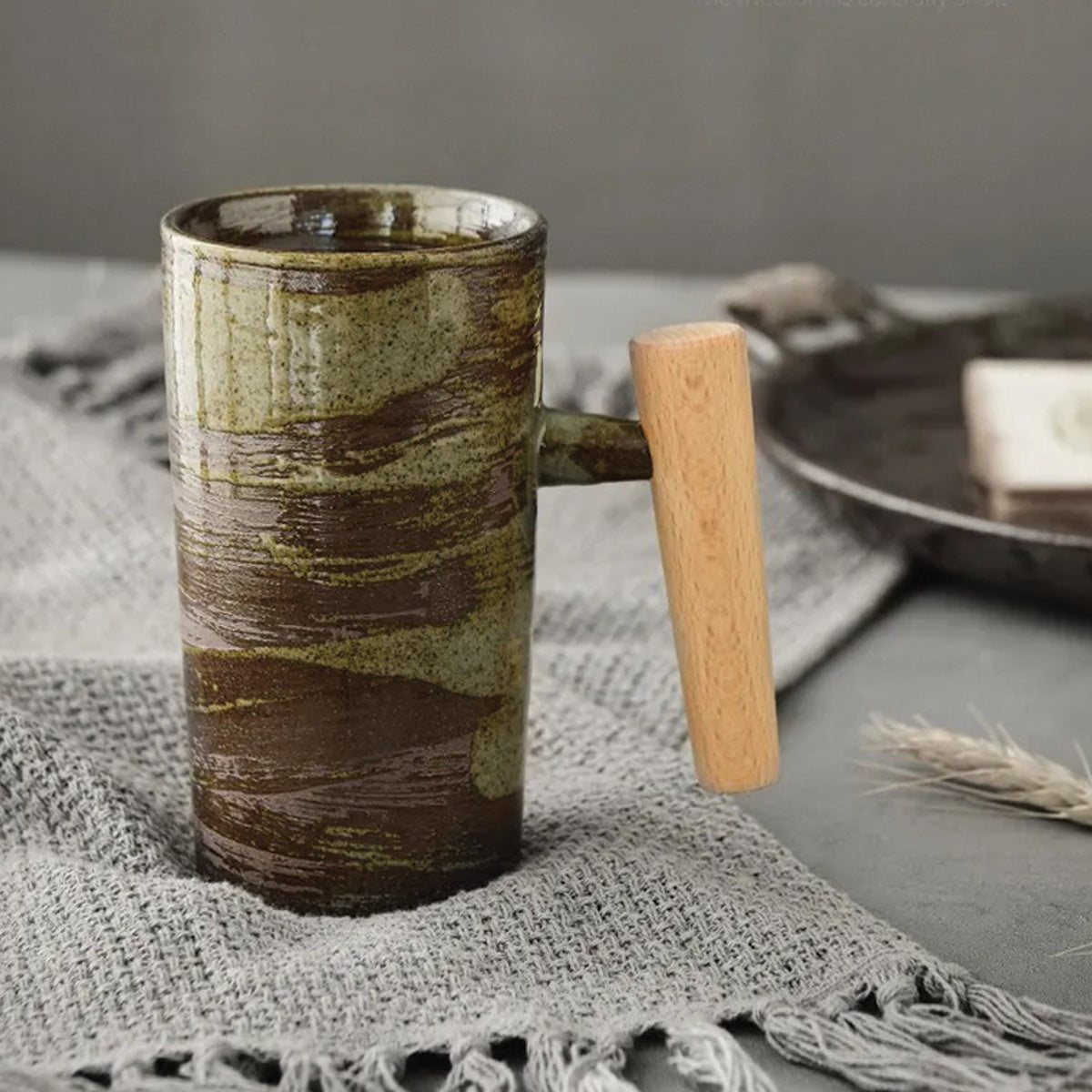 SUENTA Handgefertigte Steingut Tasse für Kaffee und Tee – 300 ml, 4 Designs