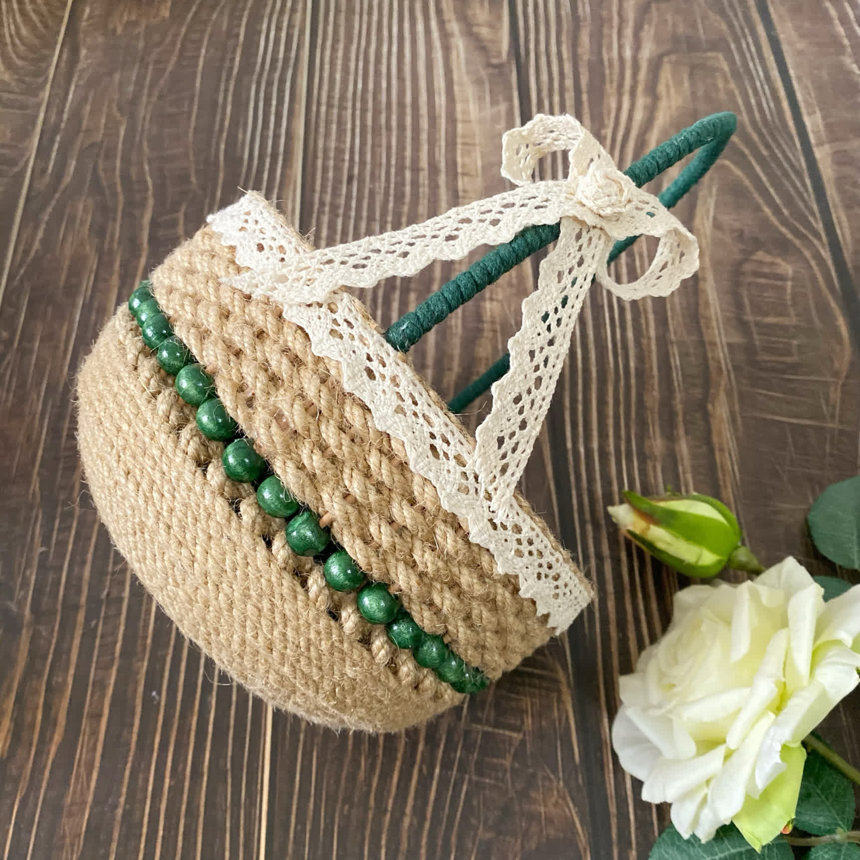 SUENTA Handgefertigter Tischaufbewahrungskorb Sonnenblumenmotiv