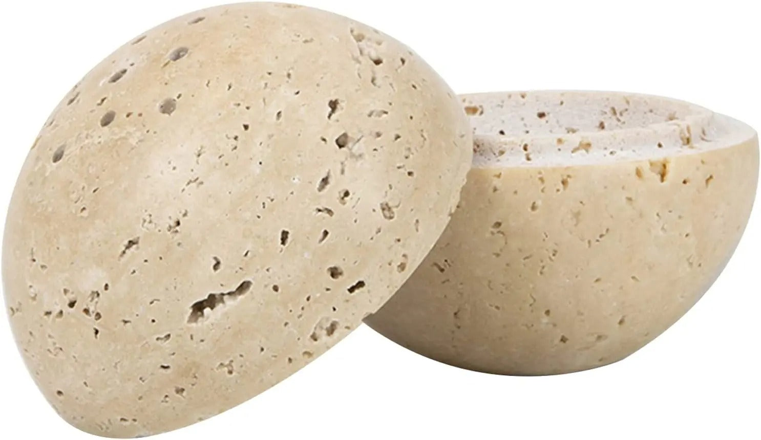 SUENTA Handgefertigter Travertin Räuchergefäß mit 9 Löchern – Beige 10,4 cm