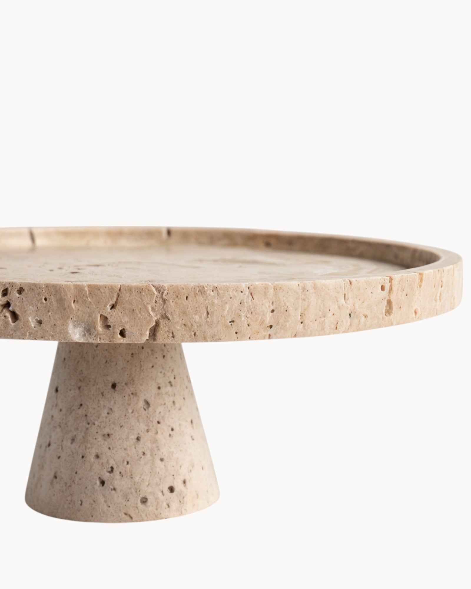 SUENTA Marmor Kuchenständer Beige Travertin 28cm Handgefertigt