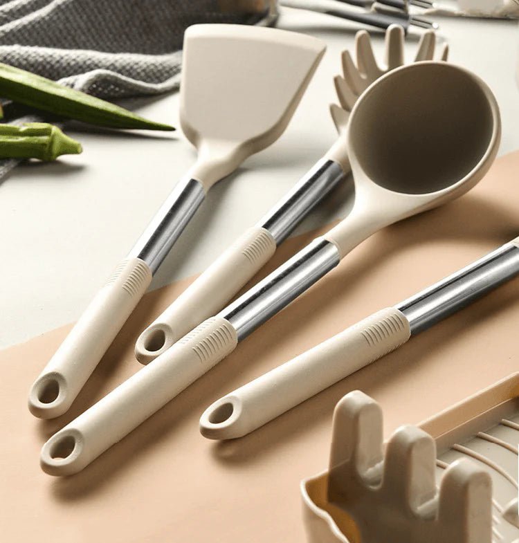 SUENTA Nordisches Silikon Küchenhelferset 13 Teilig In Beige