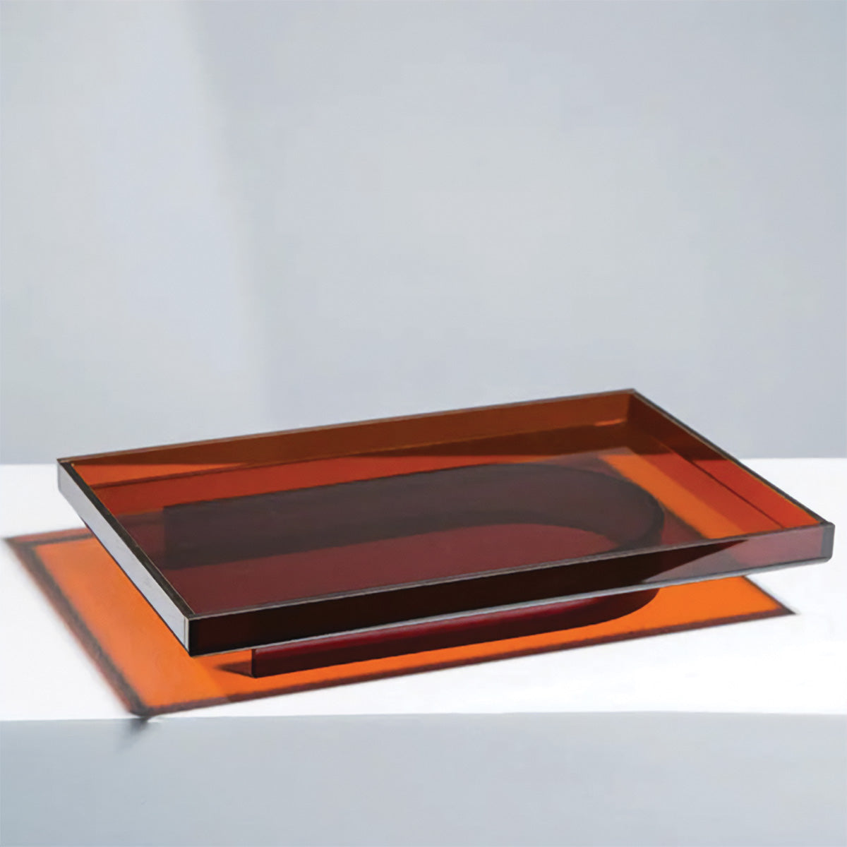 SUENTA Serviertablett aus Acryl in Orange – Rechteckig und Rund Rechteckig
