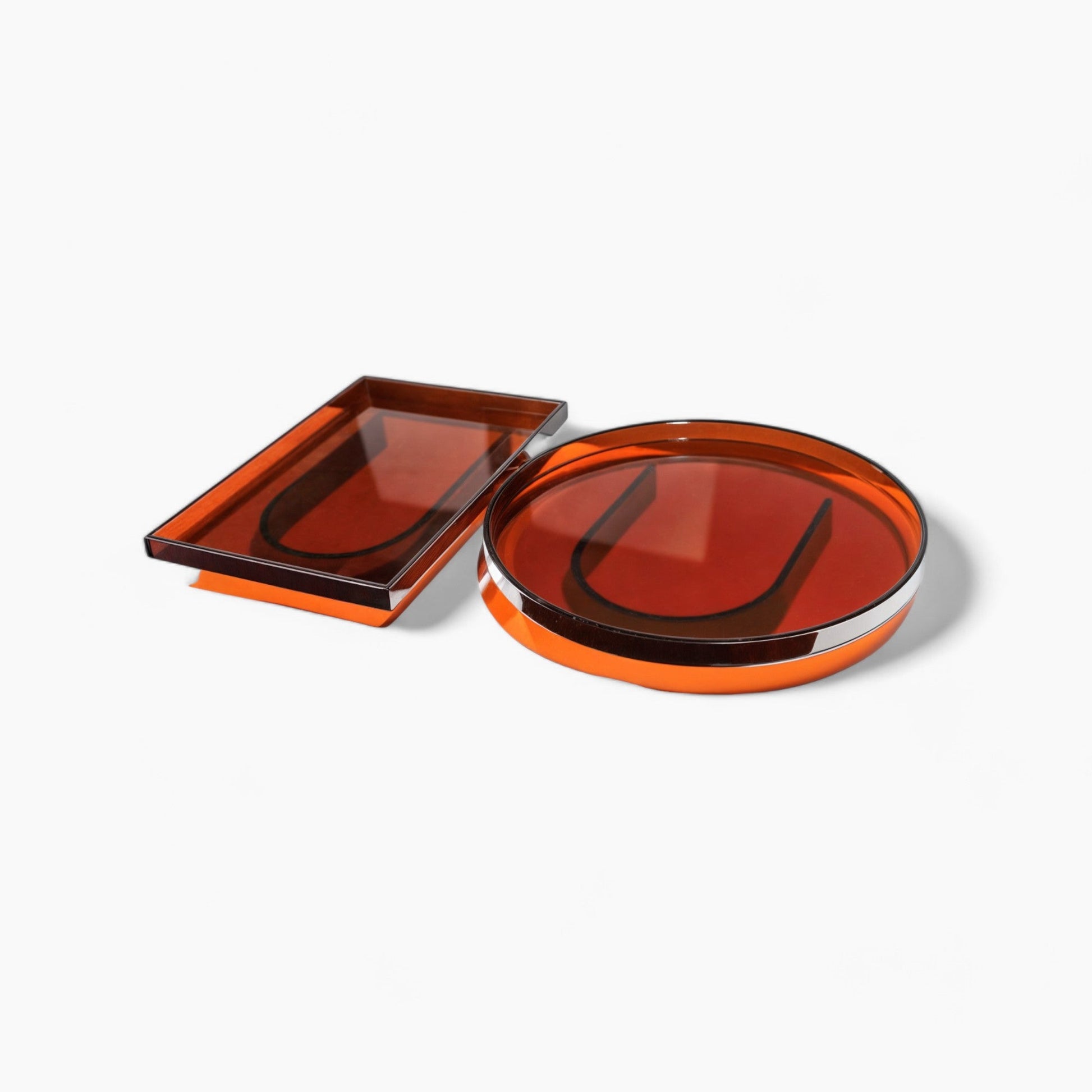SUENTA Serviertablett aus Acryl in Orange – Rechteckig und Rund