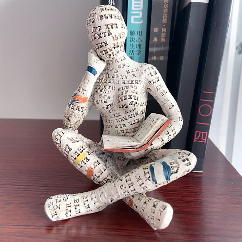 SUENTA Statue Einer Lesenden Denkerin Als Bücherregal Dekoration A