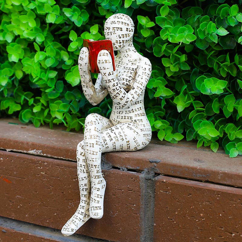 SUENTA Statue Einer Lesenden Denkerin Als Bücherregal Dekoration G