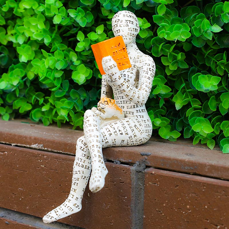 SUENTA Statue Einer Lesenden Denkerin Als Bücherregal Dekoration F