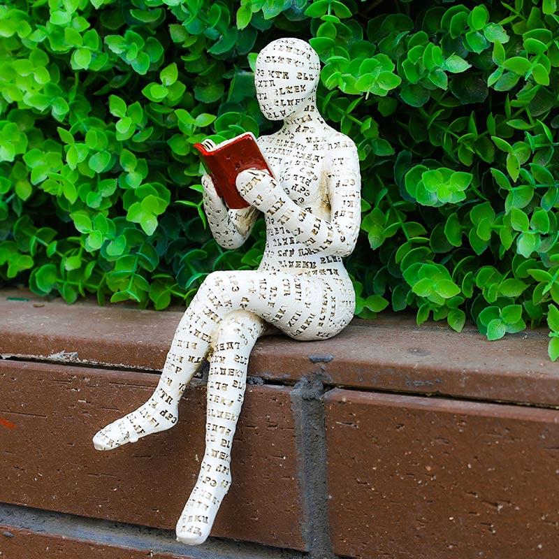 SUENTA Statue Einer Lesenden Denkerin Als Bücherregal Dekoration E