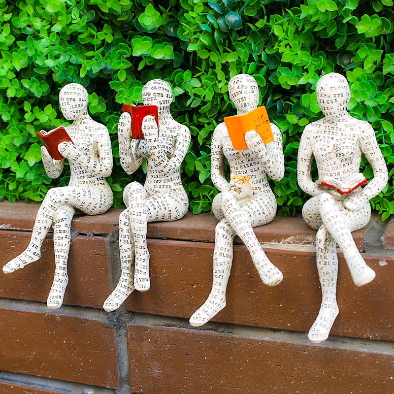 SUENTA Statue Einer Lesenden Denkerin Als Bücherregal Dekoration