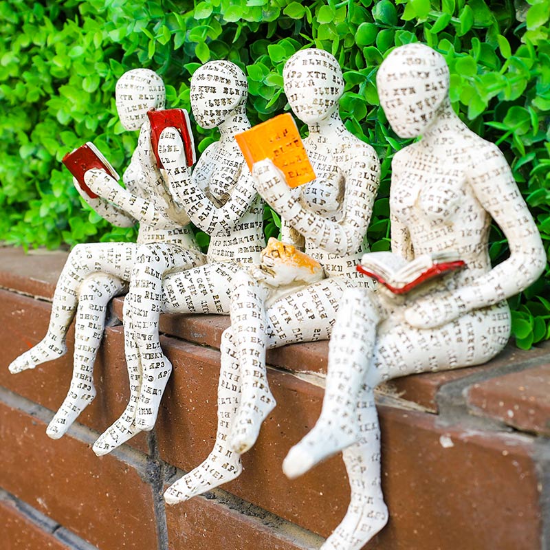 SUENTA Statue Einer Lesenden Denkerin Als Bücherregal Dekoration