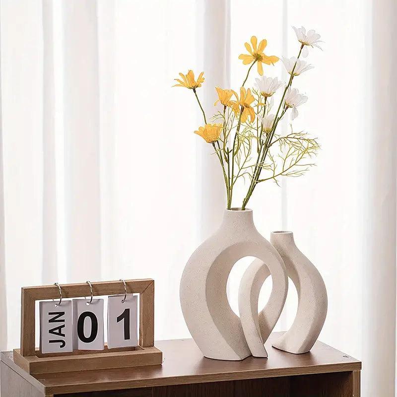SUENTA Stilvolles Japandi Vasen Set – Keramische Blumenvase Groß in 2 Größen