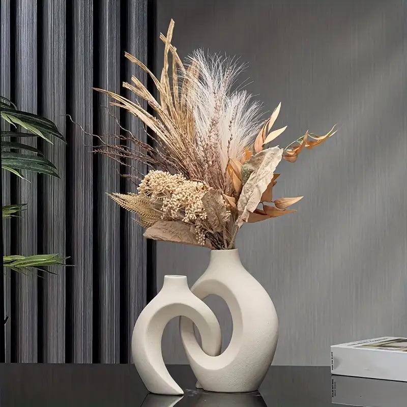 SUENTA Stilvolles Japandi Vasen Set – Keramische Blumenvase Groß in 2 Größen