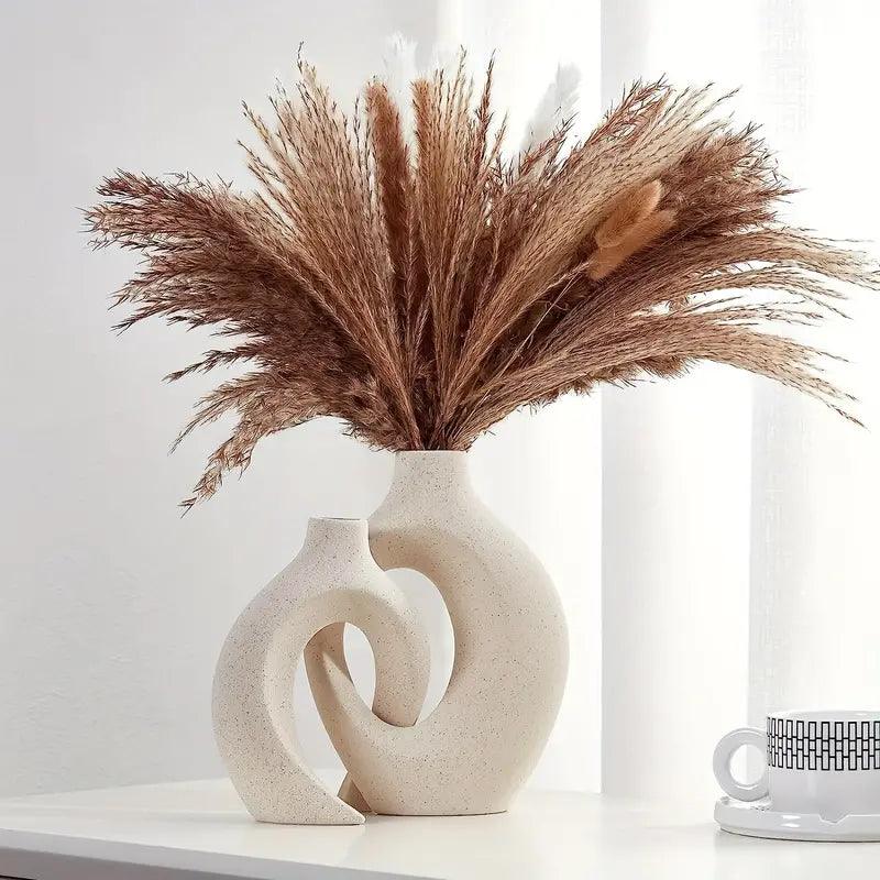SUENTA Stilvolles Japandi Vasen Set – Keramische Blumenvase Groß in 2 Größen