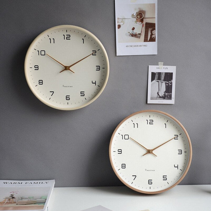 SUENTA Wanduhr Aus Massivholz Braun Und Creme 25 x 25 30 x 30