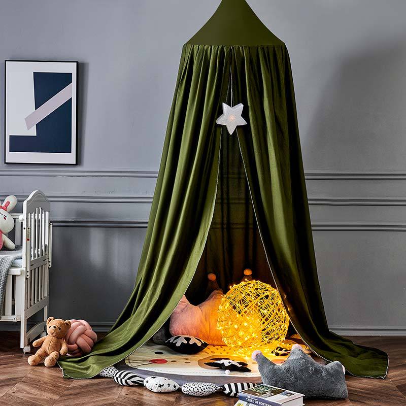 SUENTA Weiches Betthimmel Für Kinderzimmer Lesen Und Schlafen Dunkelgrün