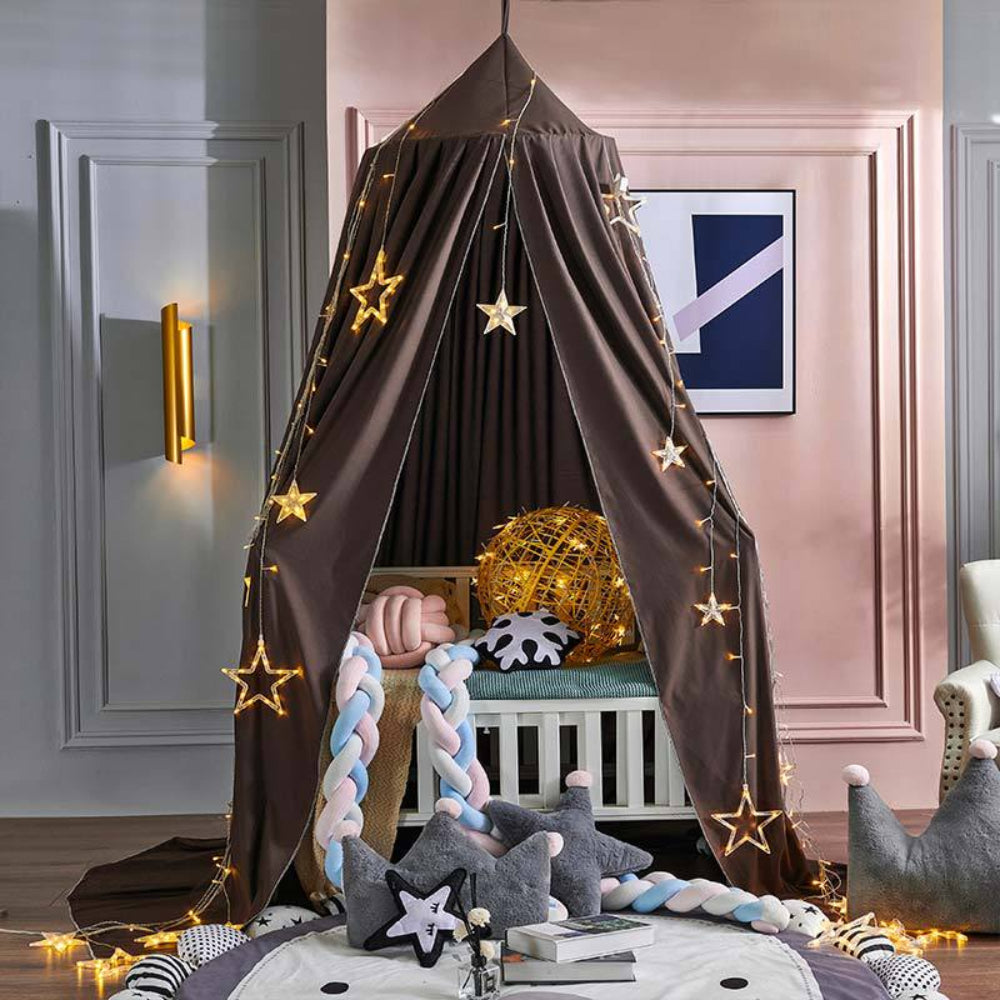 SUENTA Weiches Betthimmel Für Kinderzimmer Lesen Und Schlafen Dunkler Kaffee