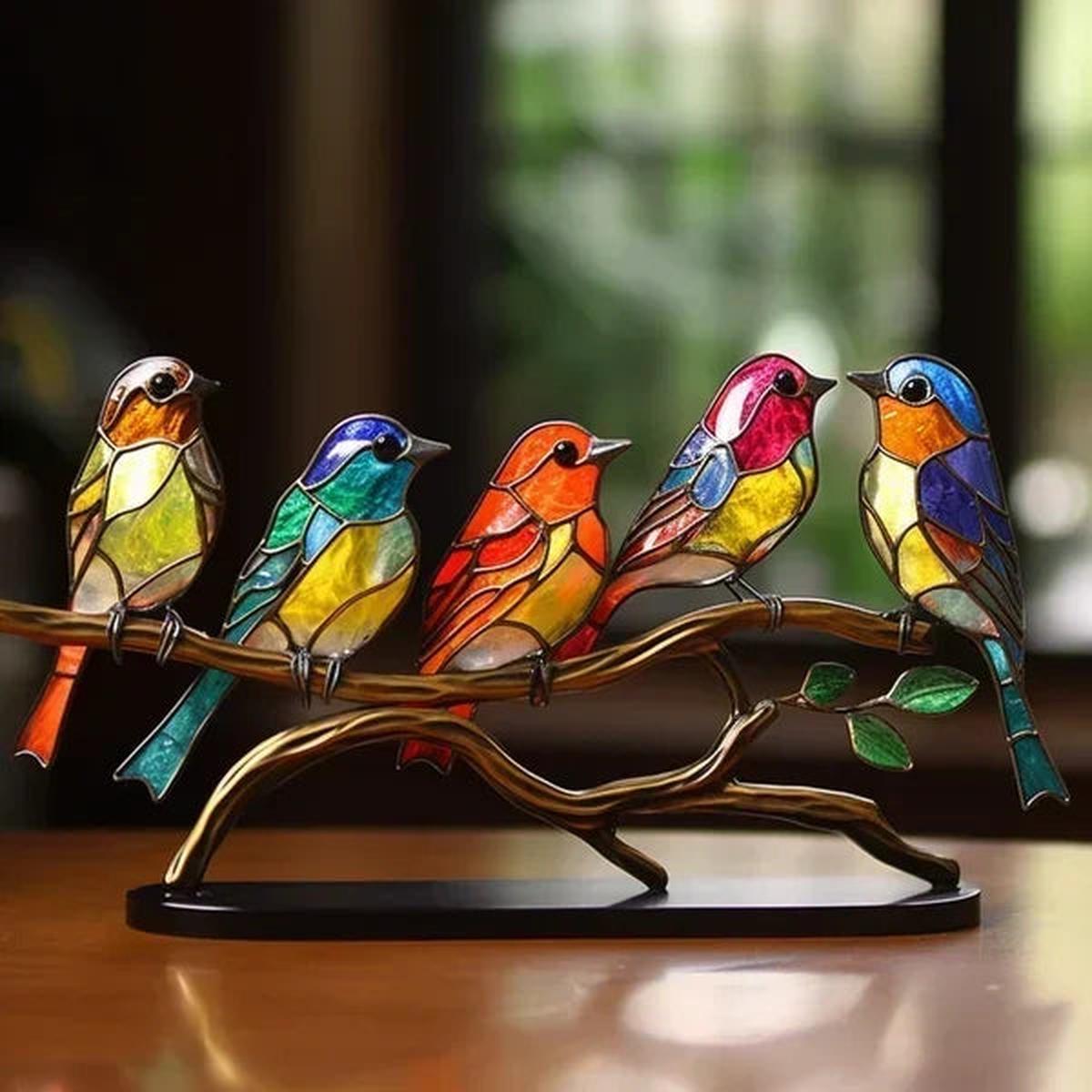 SUENTA Vogelskulpturen Aus Glas Set Handgefertigte Deko Vögel 5 Vögel