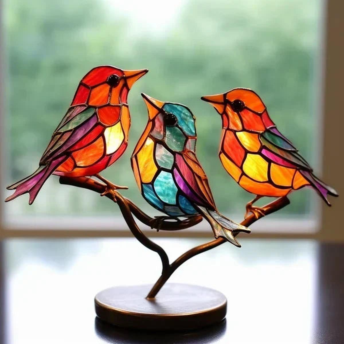 SUENTA Vogelskulpturen Aus Glas Set Handgefertigte Deko Vögel 3 Vögel (Typ 1)