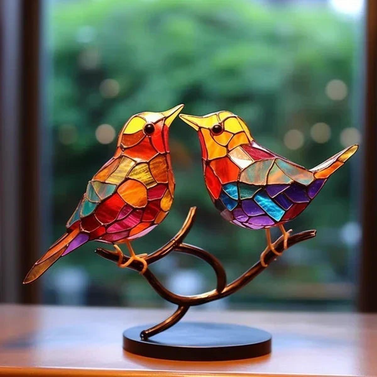 SUENTA Vogelskulpturen Aus Glas Set Handgefertigte Deko Vögel 2 Vögel
