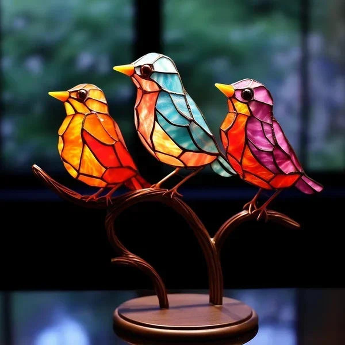 SUENTA Vogelskulpturen Aus Glas Set Handgefertigte Deko Vögel 3 Vögel (Typ 2)