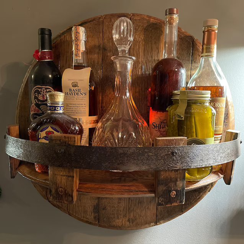 SUENTA Wand Weinregal Aus Bourbonfässern Für Whiskysammlung