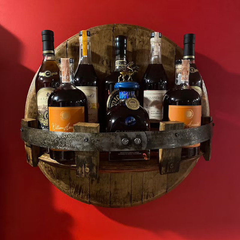 SUENTA Wand Weinregal Aus Bourbonfässern Für Whiskysammlung