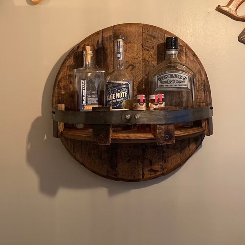 SUENTA Wand Weinregal Aus Bourbonfässern Für Whiskysammlung