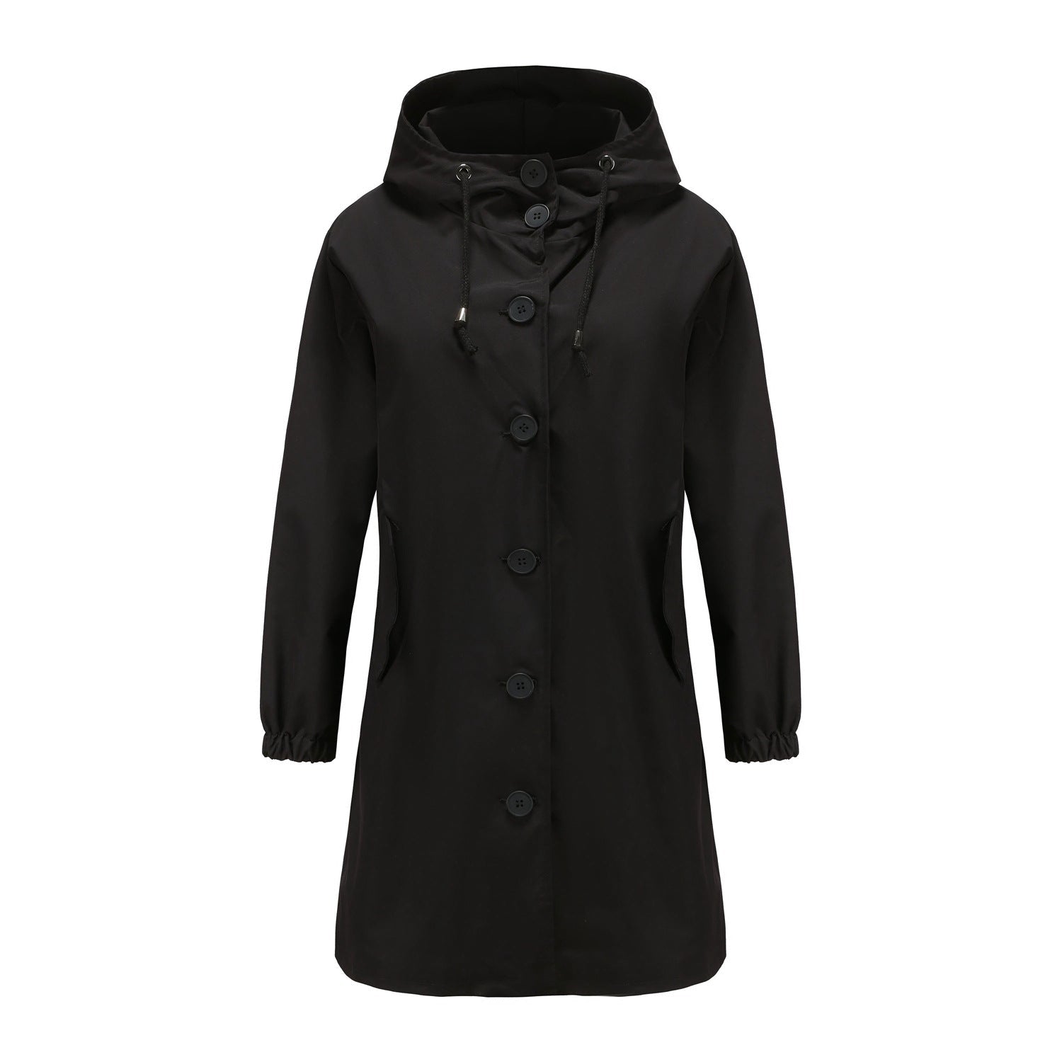 SUENTA Damen Leichte Regenjacke Klassisch Wasserabweisend Schutz Schwarz