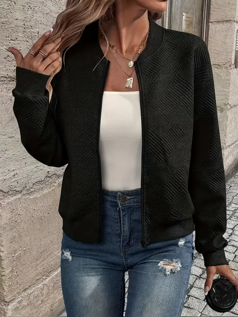 Flōre | Damen Strickjacke mit Reißverschluss und Struktur