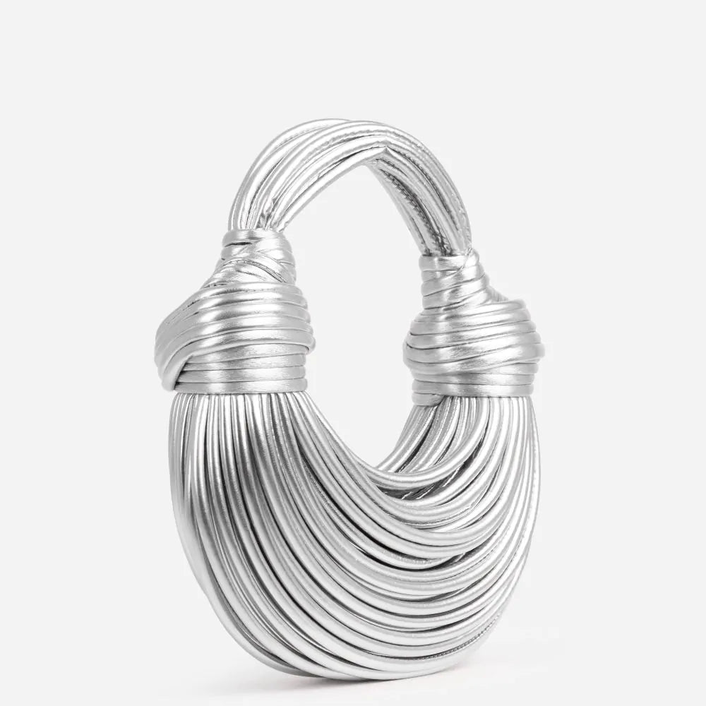 SUENTA Damen Statement-Tasche Elegantes Knotendetails Design Silber