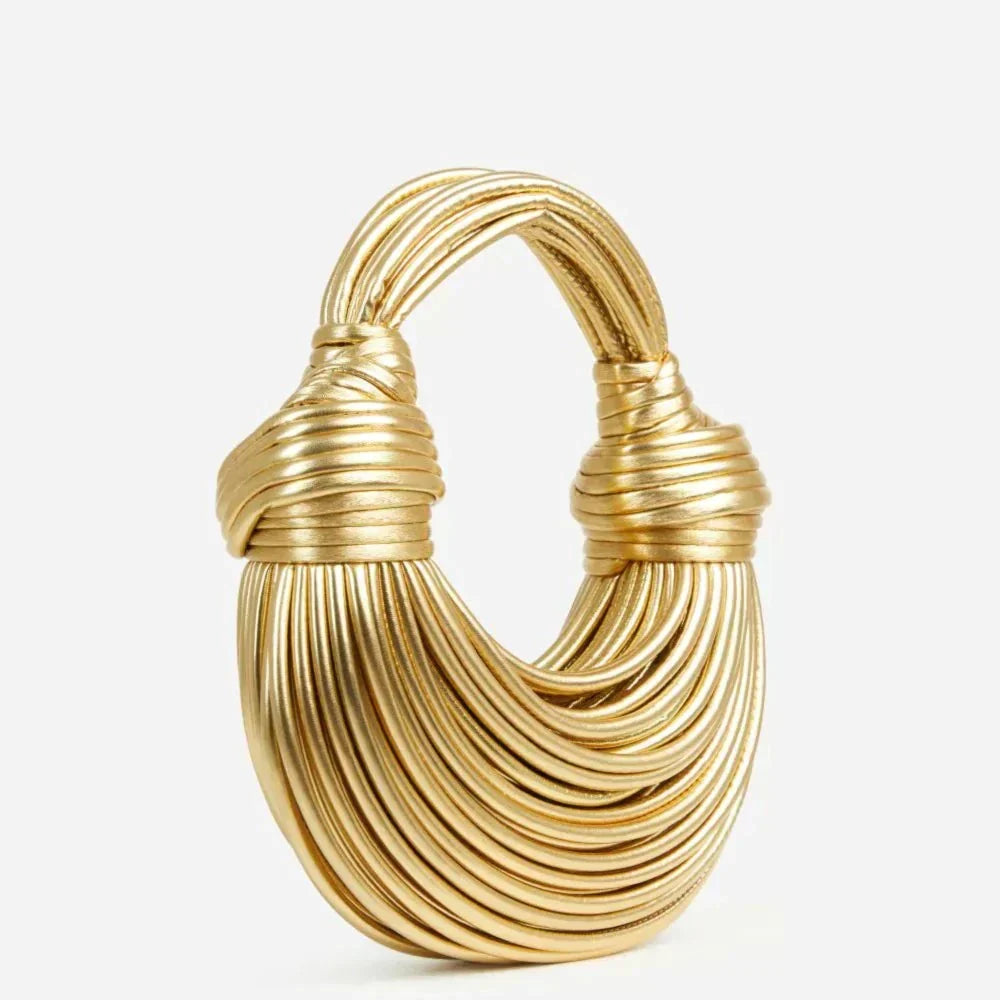 SUENTA Damen Statement-Tasche Elegantes Knotendetails Design Gold