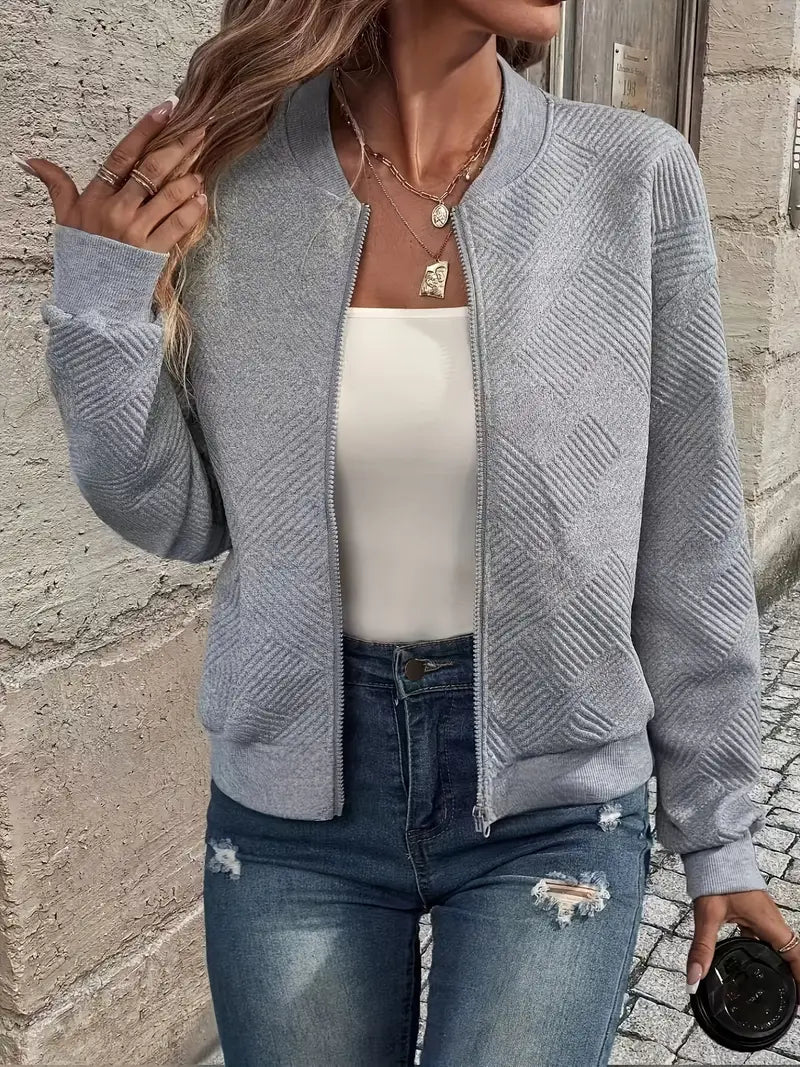 Flōre | Damen Strickjacke mit Reißverschluss und Struktur