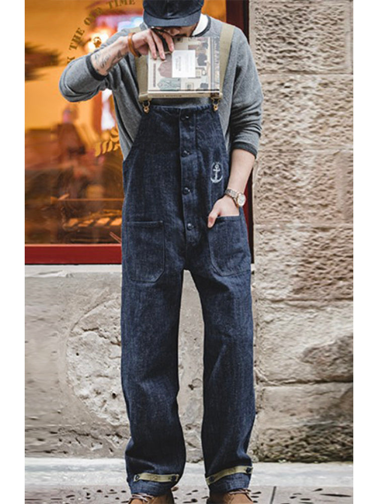SUENTA Herren Amerikanischer Retro-Stil Navy Deck Overall