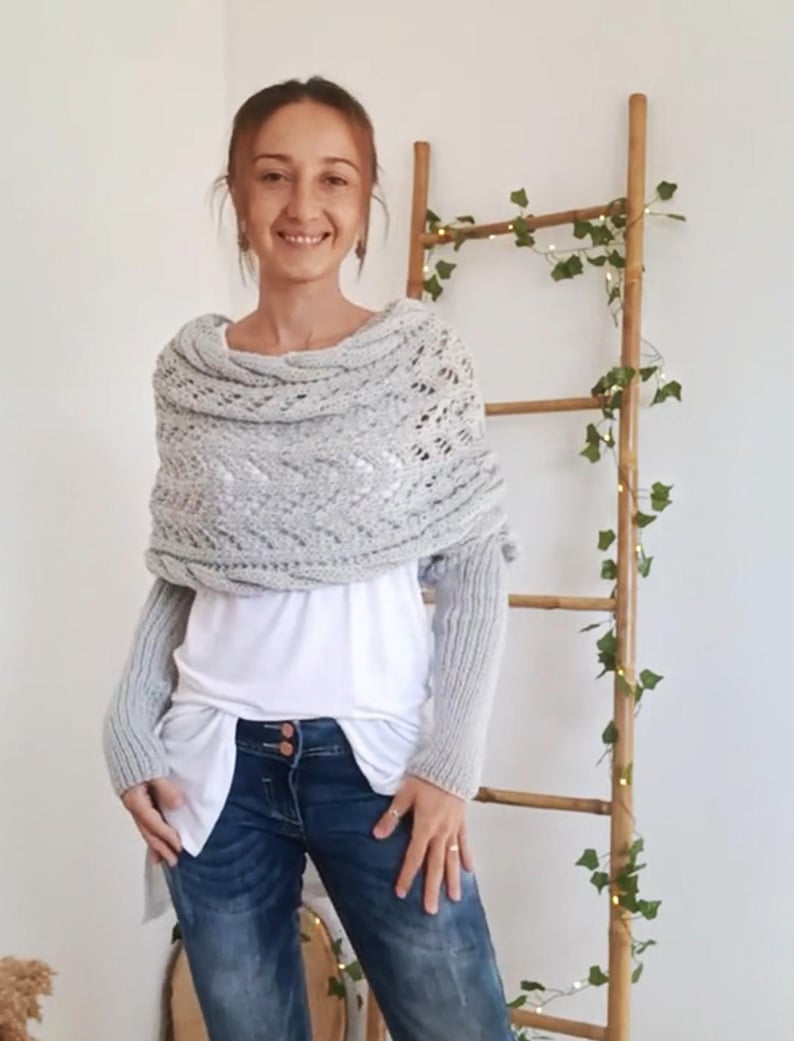 SUENTA Bequemer Strickschal Kuschelige Strickqualität Eleganz Helles Grau