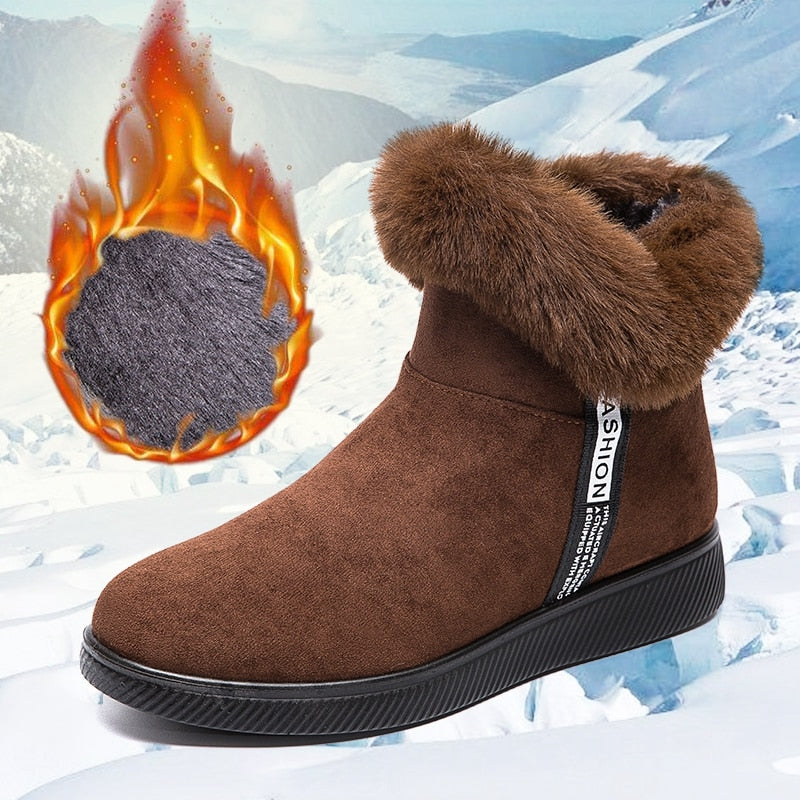 SUENTA Damen Kuschelige Schuhe mit Innenfutter Bequem Warm - Winterstiefel Dunkelbraun