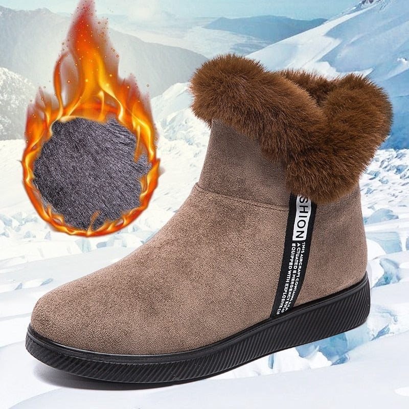 SUENTA Damen Kuschelige Schuhe mit Innenfutter Bequem Warm - Winterstiefel Braun