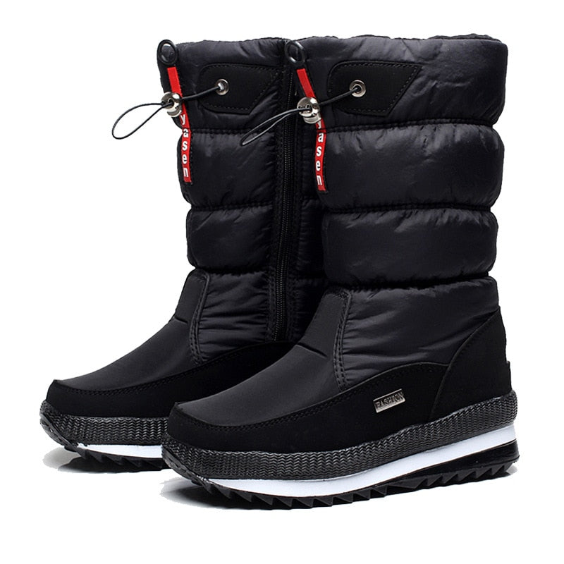 SUENTA Damen Winterschuhe Weich Warm Kuschelige Super Komfortable - Winterstiefel Schwarz