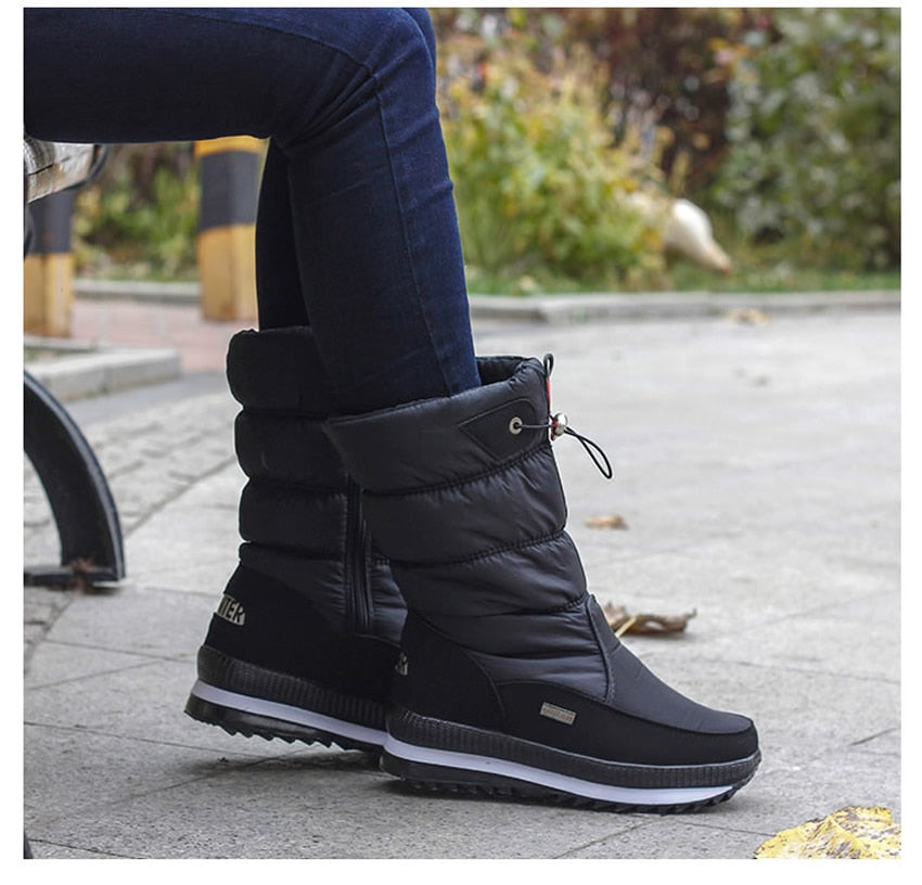SUENTA Damen Winterschuhe Weich Warm Kuschelige Super Komfortable - Winterstiefel