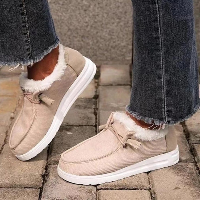 SUENTA Damen Slip On Schuhe Bequeme Einzigartige Weich Warm - Winterstiefel