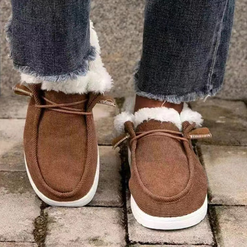 SUENTA Damen Slip On Schuhe Bequeme Einzigartige Weich Warm - Winterstiefel