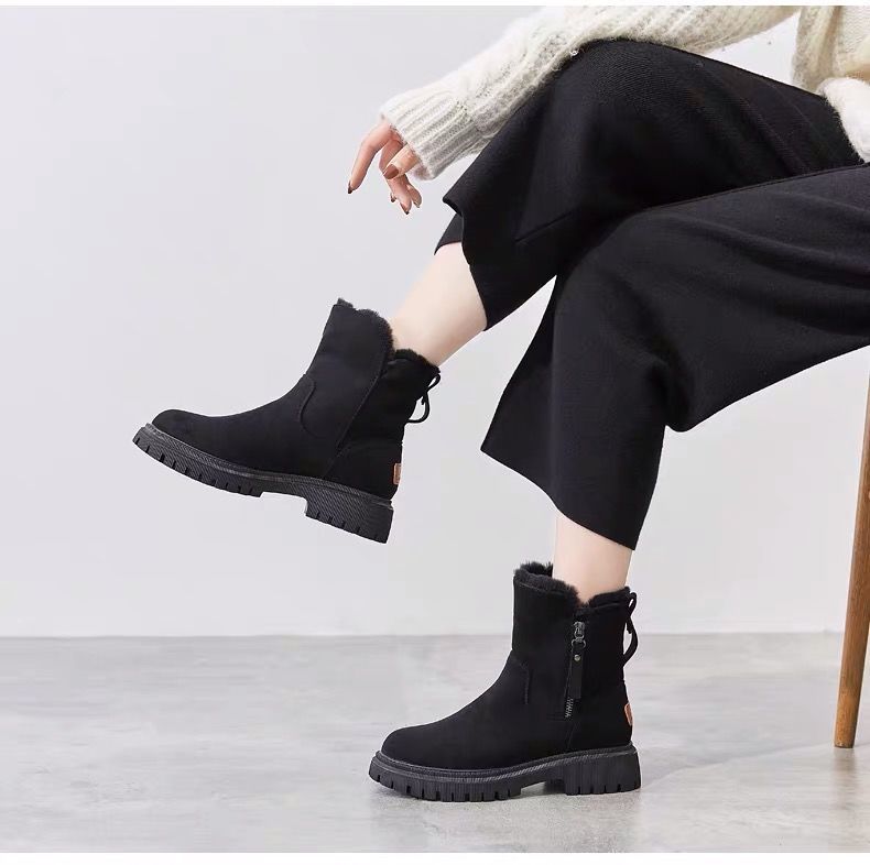 SUENTA Damen Samtstiefeln Designer Griffige Gummisohle Warm Fell - Winterstiefel